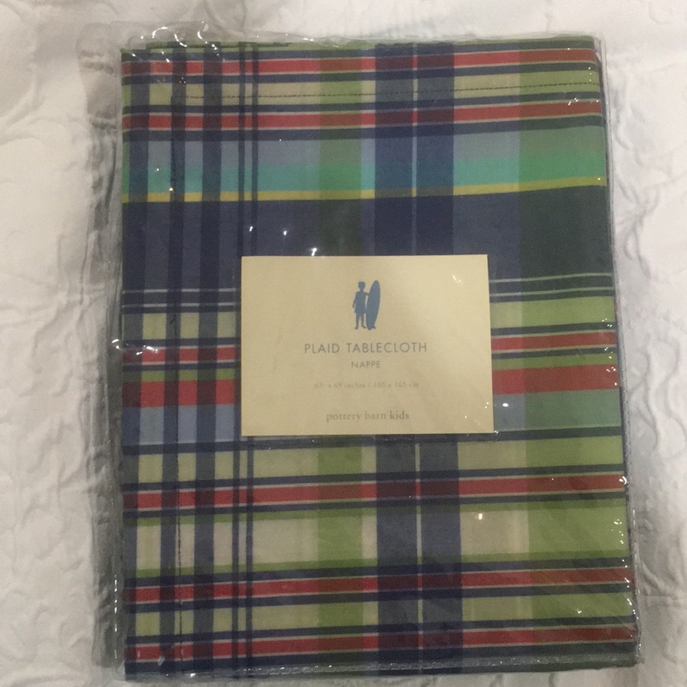 Plaid tablecloth. 65x65 inches